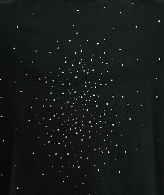 Ninth Hall Fundamentals Rhinestone Black Boxy Long Sleeve T-Shirt