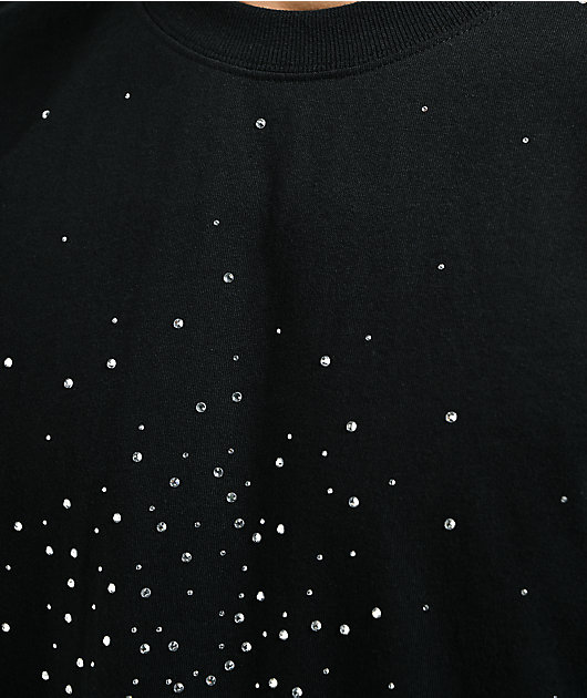 Ninth Hall Fundamentals Rhinestone Black Boxy Long Sleeve T-Shirt