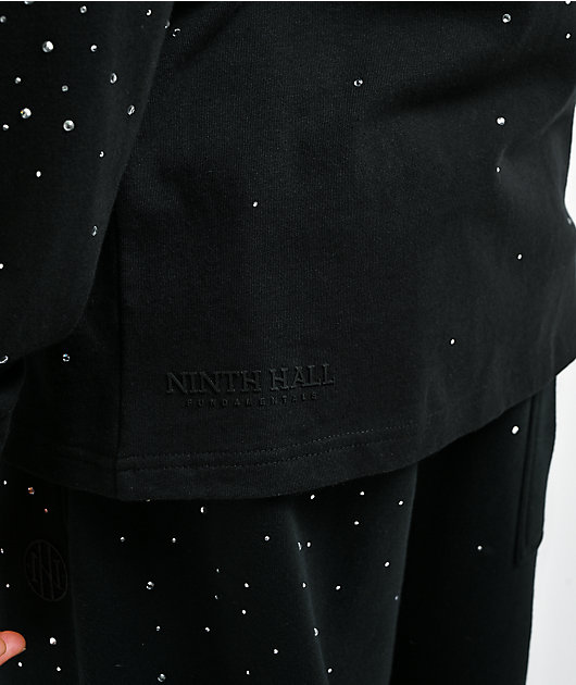 Ninth Hall Fundamentals Rhinestone Black Boxy Long Sleeve T-Shirt