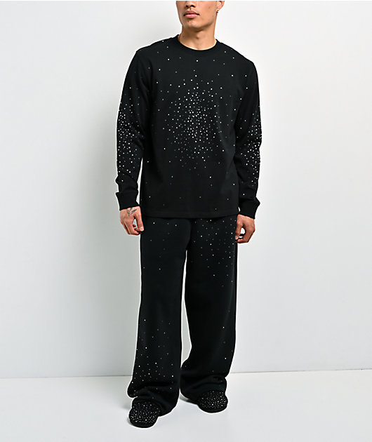 Ninth Hall Fundamentals Rhinestone Black Boxy Long Sleeve T-Shirt