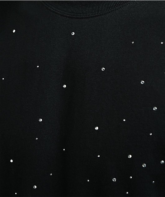 Ninth Hall Fundamentals Rhinestone Black Boxy T-Shirt