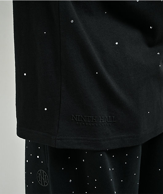 Ninth Hall Fundamentals Rhinestone Black Boxy T-Shirt