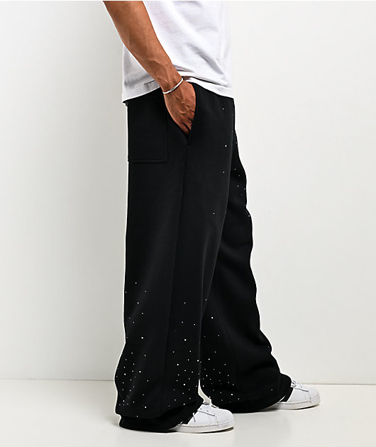 Ninth Hall Fundamentals Rhinestone Black Sweatpants