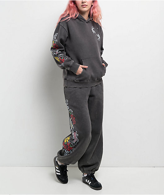 Ninth Hall Fundamentals Rosso Black Mineral Wash Hoodie | Zumiez
