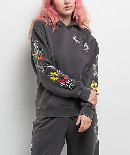 Ninth Hall Fundamentals Rosso Black Mineral Wash Hoodie | Zumiez