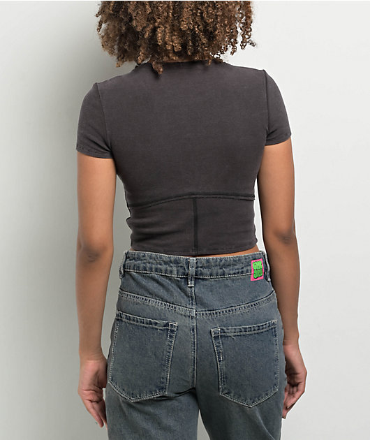 Ninth Hall Fundamentals Shawnie Black Seaming Crop T-Shirt