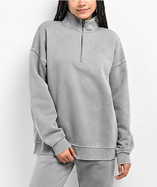 sc♡ Ninth Hall Fundamentals Sheena Grey Oversized Quarter Zip Mineral