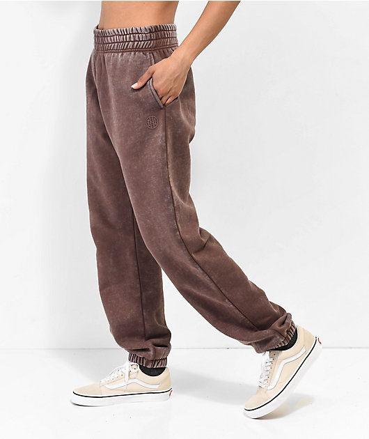 Roxy Doheny Jogger Sweatpants Brown Size S - 80% Cotton, 20% Polyester