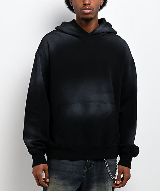 Ninth Hall Fundamentals Spray Black Wash Hoodie | Zumiez