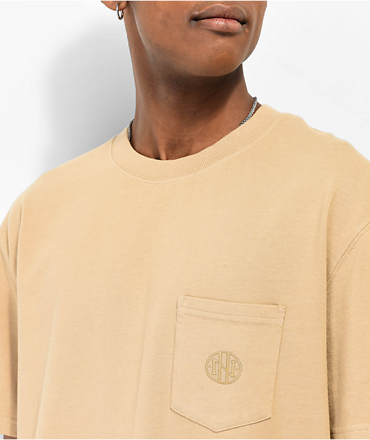 Ninth Hall Fundamentals Tan Drop Hem T-Shirt | Zumiez