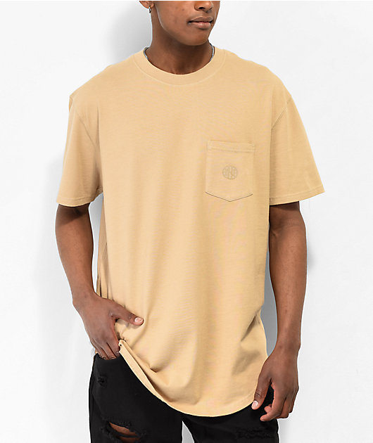 Ninth Hall Fundamentals Tan Drop Hem T-Shirt | Zumiez