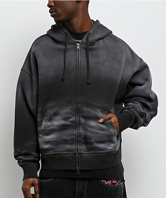 Ninth Hall Fundamentals Whisker Ash Wash Cropped Zip Hoodie | Zumiez