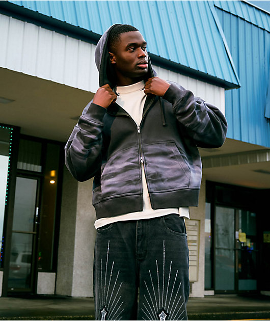 Ninth Hall Fundamentals Whisker Ash Wash Boxy Zip Hoodie