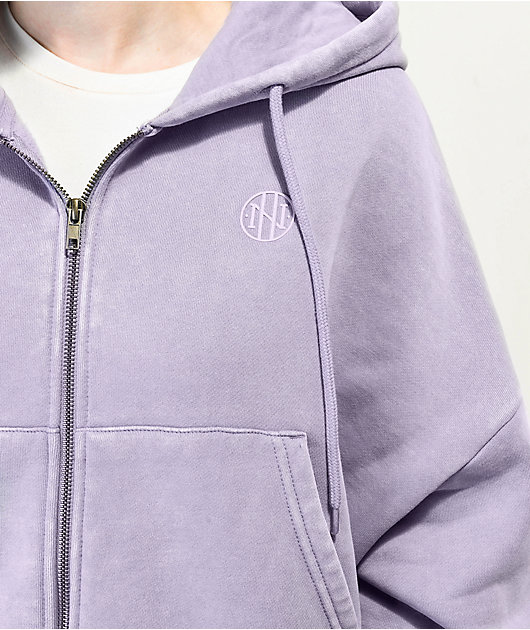 Ninth Hall Fundamentals Zena Orchid Boxy Crop Zip Hoodie | Zumiez