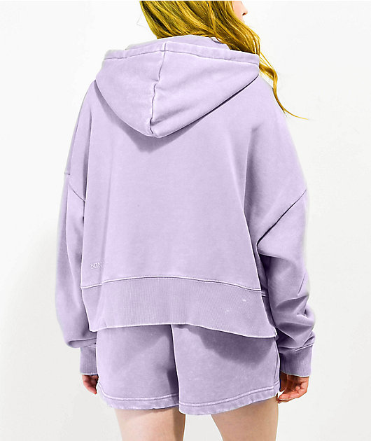 Ninth Hall Fundamentals Zena Orchid Boxy Crop Zip Hoodie | Zumiez
