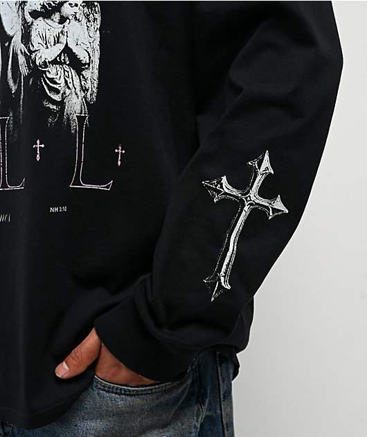 Ninth Hall Heaven Can Wait Black Long Sleeve T-Shirt