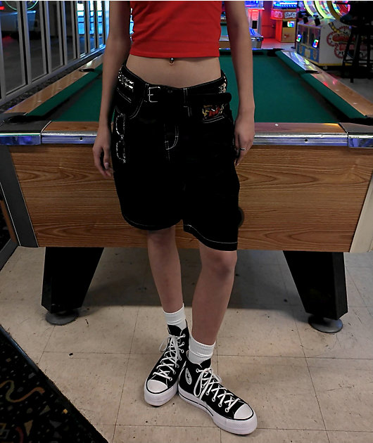 Ninth Hall Idle Black Wash Shorts | Zumiez