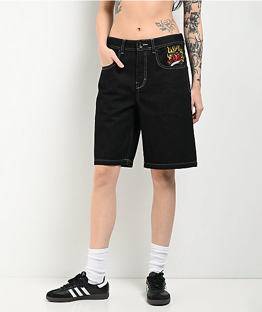 Ninth Hall Idle Black Wash Shorts | Zumiez