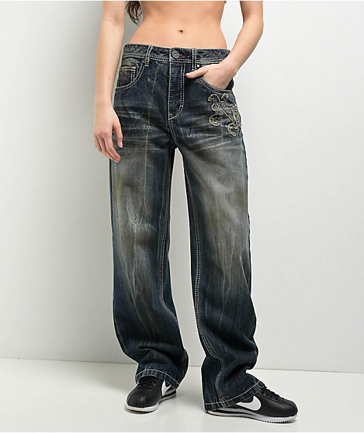Ninth Hall Idle Blue Wash Straight Leg Jeans | Zumiez