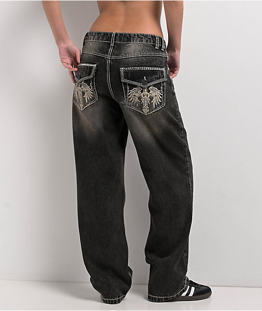 Ninth Hall Idle Chapel Black Wash Straight Leg Jeans | Zumiez