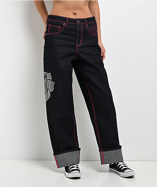 Ninth Hall Idle Cuffed Blue Wash Straight Leg Jeans | Zumiez