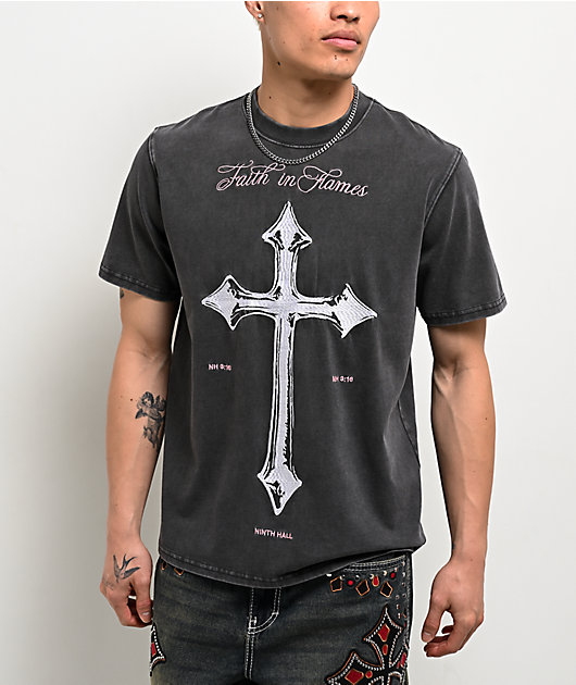 Ninth Hall In Flames Charcoal Wash T-Shirt | Zumiez