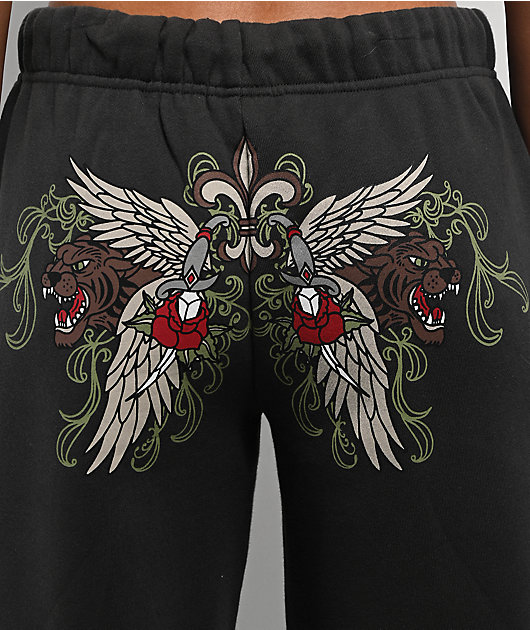 Ninth Hall Jenna Black Wide Leg Sweatpants