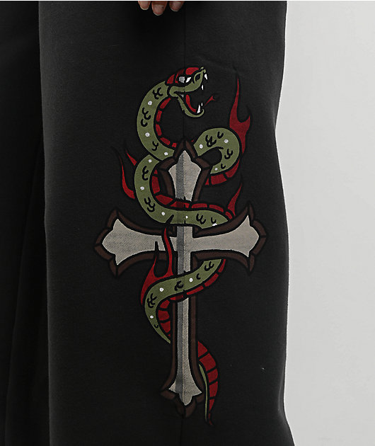 Ninth Hall Jenna Black Wide Leg Sweatpants