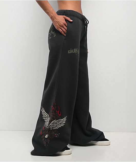 Ninth Hall Jenna Black Wide Leg Sweatpants | Zumiez