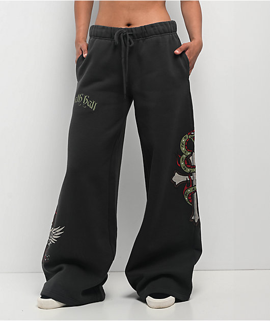 Ninth Hall Jenna Black Wide Leg Sweatpants