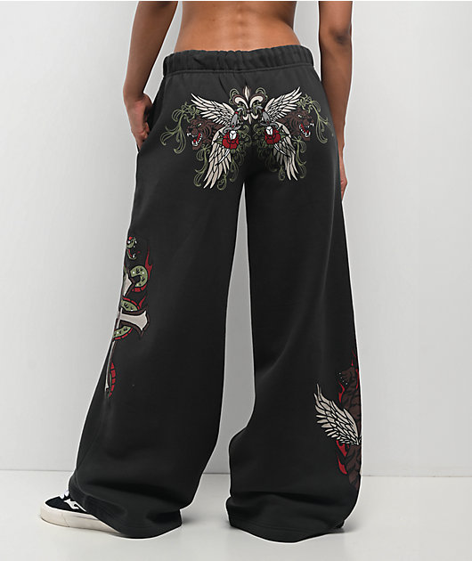 Ninth Hall Jenna Black Wide Leg Sweatpants | Zumiez