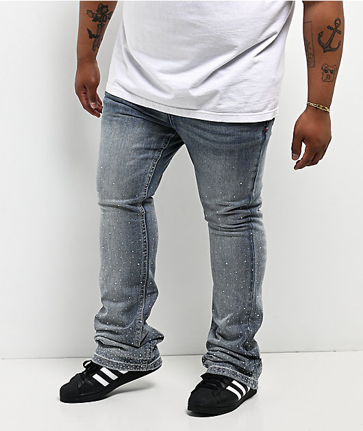 Ninth Hall Jewelled Blue Denim Skinny Flare Jeans