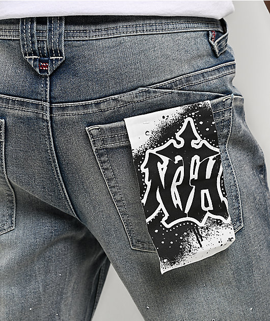Ninth Hall Jewelled Blue Denim Skinny Flare Jeans