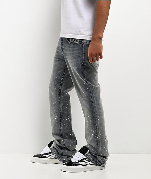 Ninth Hall Jewelled Blue Denim Skinny Flare Jeans