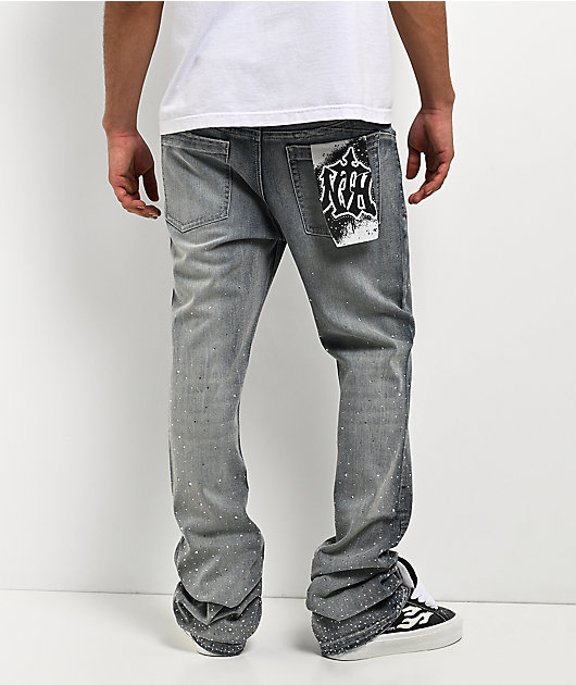 Ninth Hall Jewelled Blue Denim Skinny Flare Jeans