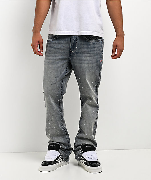 Ninth Hall Jewelled Blue Denim Skinny Flare Jeans