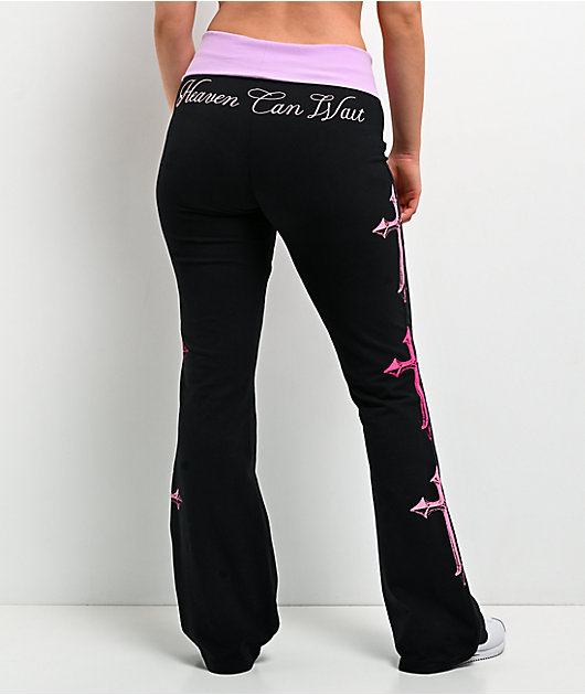 Ninth Hall Joella Cross Black Fold over Flare Leggings