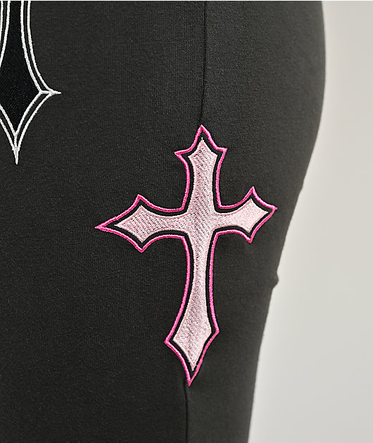 Ninth Hall Joella Pink & Grey Foldover Flare Leggings