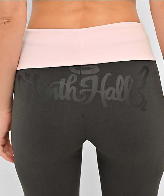 Ninth Hall Joella Pink & Grey Foldover Flare Leggings
