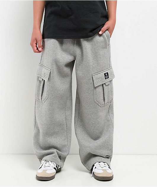 Ninth Hall Kids Stash Heather Grey Cargo Sweatpants | Zumiez