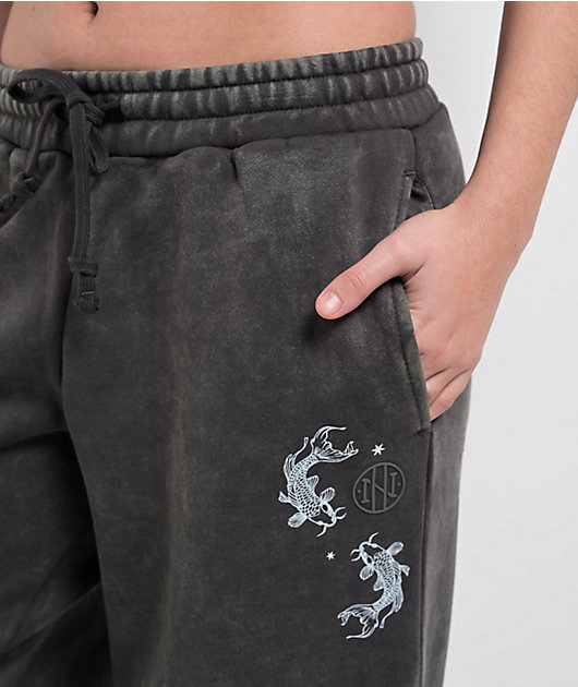 Ninth Hall Kyra Black Mineral Wash Oversized Sweatpants