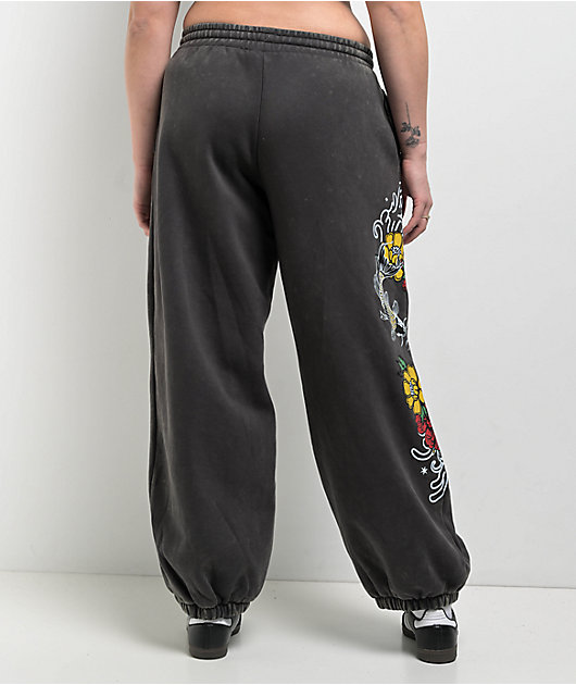Ninth Hall Kyra Black Mineral Wash Oversized Sweatpants