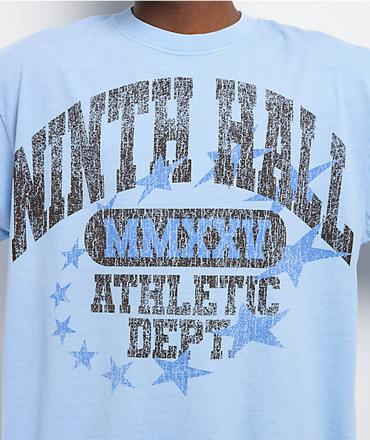 Ninth Hall Layered Text Light Blue Wash T-Shirt | Zumiez
