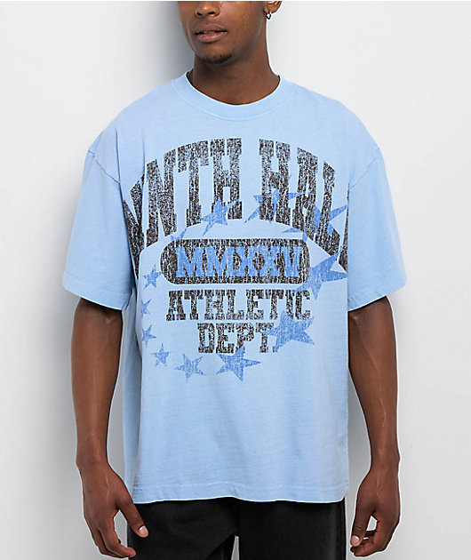 Ninth Hall Layered Text Light Blue Wash T-Shirt | Zumiez