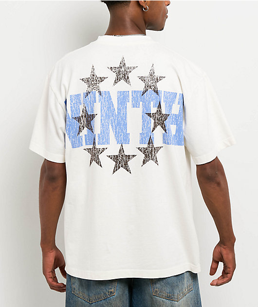 Ninth Hall Layered Text White Boxy T-Shirt | Zumiez