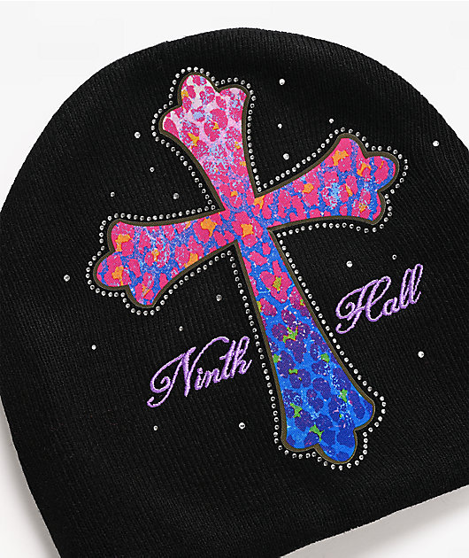 Ninth Hall Leopard Cross Black Skully Beanie