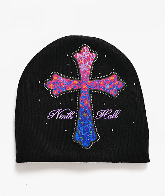 Ninth Hall Leopard Cross Black Skully Beanie