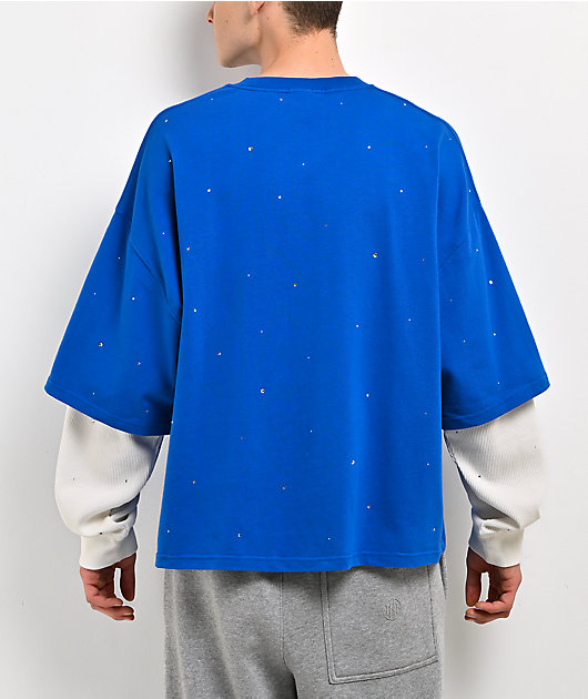 Ninth Hall Lightfall Blue & White 2fer Long Sleeve T-Shirt