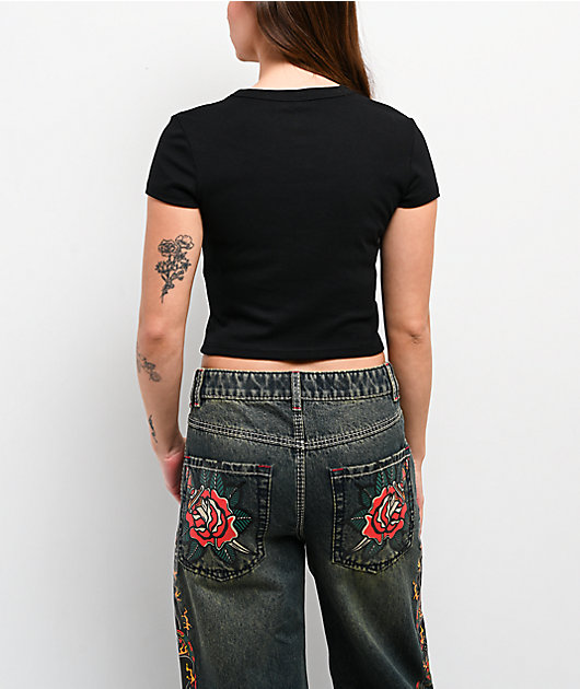 Ninth Hall Locked In Black Crop T-Shirt