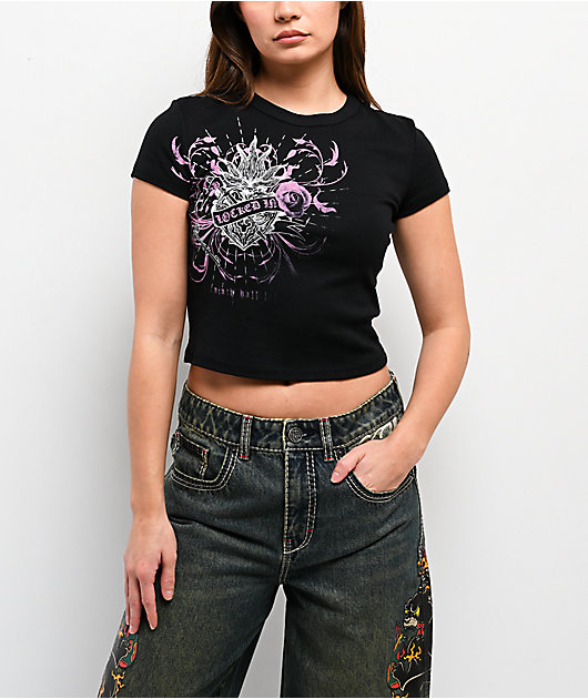 Ninth Hall Locked In Black Crop T-Shirt